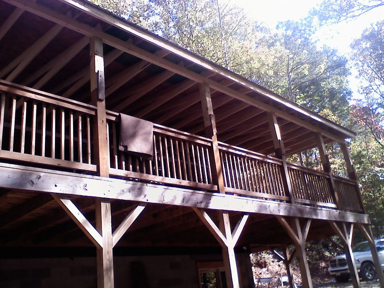 Timber framing under a new elevated porch and deck — Roof Leak Repair in Pekin by Roofing Brothers